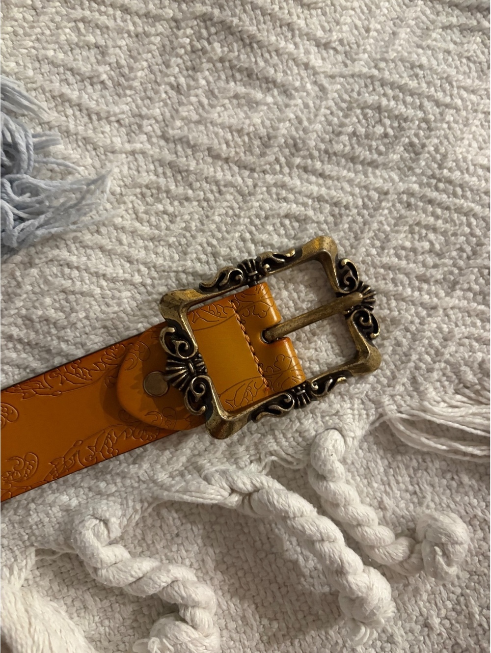 Tungho Light Brown Leather Belt with Brass Buckle